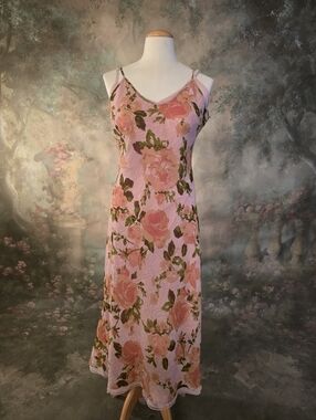 Betsey Johnson Tori Pink Floral Slip Dress  L